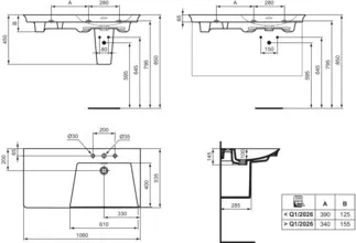 IDEAL STANDARD LDV - Nábytkové umyvadlo 1060x535x145 mm v bílé barvě, 3 otvory pro baterii, s přepadem - IdealPlus #E2679MA - Bílá (Alpine) s Ideal Plus, obrázek 5