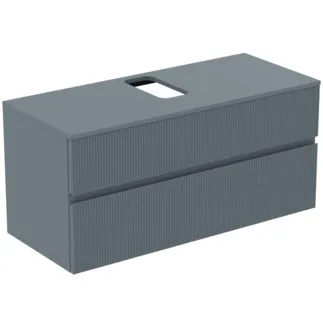 IDEAL STANDARD FINESSE - toaletní skříňka 1202x505x558 mm v jasanově modré matné barvě, 2 zásuvky - bez úchytky, s plným výsuvem, SoftClosing, předem smontovaná, dřevo z udržitelných zdrojů #E3504UQ