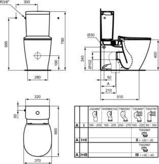 IDEAL STANDARD CONNECT - splachovací nádržka na WC 320x175x380 mm, mechanická v bílé barvě - IdealPlus #E7971MA - Bílá (Alpine) s Ideal Plus, obrázek 6