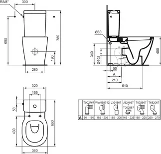 IDEAL STANDARD CONNECT - splachovací nádržka na WC 320x175x380 mm, mechanická v bílé barvě - IdealPlus #E7971MA - Bílá (Alpine) s Ideal Plus, obrázek 5