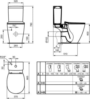 IDEAL STANDARD CONNECT - splachovací nádržka na WC 320x175x380 mm, mechanická v bílé barvě - IdealPlus #E7970MA - Bílá (Alpine) s Ideal Plus, obrázek 6