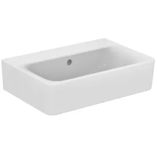 IDEAL STANDARD CONNECT - Umyvadlo 550x375x175 mm v bílé barvě, bez otvoru pro baterii, s přepadem - Prostorově úsporné umyvadlo, IdealPlus #E7194MA - Bílá (Alpine) s Ideal Plus