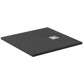 IDEAL STANDARD ULTRA FLAT S - Čtvercová sprchová vanička 800x800x30 mm v černé barvě, bez výsuvného odpadu - antibakteriální, protiskluzový povrch, bezbariérová, v souladu s DIN 18040, možnost řezání na míru, opravitelná, výška 30 mm #K8214FV - břidlice
