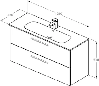 IDEAL STANDARD I.LIFE A - toaletní stolek 1240x460x645 mm v béžové matné barvě, 2 zásuvky - SoftClosing, předmontovaný, dřevo z udržitelných zdrojů #K8747NH - Greige, obrázek 4