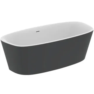 IDEAL STANDARD DEA - Volně stojící vana 1900x900x610 mm v černém saténovém provedení, bez otvoru pro baterii, s přepadem, s výsuvným odpadem - Odolná proti detergentům, odolná proti světlu #K8722V3 - černá