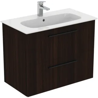 IDEAL STANDARD I.LIFE A - Toaletní stolek 840x460x645 mm v barvě kávový dub, 2 zásuvky - SoftClosing, Předmontováno, Dřevo z udržitelných zdrojů #K8744NW - Kávový dub