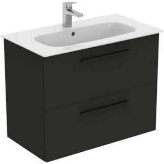 IDEAL STANDARD I.LIFE A - toaletní stolek 840x460x645 mm v karbonově šedé matné barvě, 2 zásuvky - SoftClosing, předmontovaný, dřevo z udržitelných zdrojů #K8744NV - karbonově šedá barva