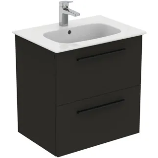 IDEAL STANDARD I.LIFE A - Toaletní stolek 640x460x460 mm v matné karbonově šedé barvě, 2 zásuvky - SoftClosing, Předmontováno, Dřevo z udržitelných zdrojů #K8742NV - Karbonově šedá barva
