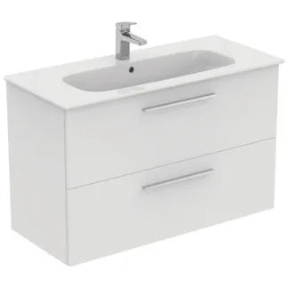 IDEAL STANDARD I.LIFE A - Toaletní stolek 1040x460x645 mm v bílé barvě, 2 zásuvky - SoftClosing, Předmontováno, Dřevo z udržitelných zdrojů #K8745DU - Bílá