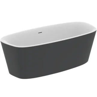 IDEAL STANDARD DEA - Volně stojící vana 1800x800x610 mm v černém saténovém provedení, bez otvoru pro baterii, s přepadem, bez výsuvného odpadu - odolná proti detergentům, odolná proti světlu #K8721V3 - černá
