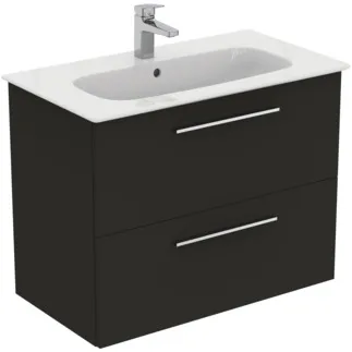 IDEAL STANDARD I.LIFE A - toaletní stolek 840x460x645 mm v karbonově šedé matné barvě, 2 zásuvky - SoftClosing, předmontovaný, dřevo z udržitelných zdrojů #K8743NV - karbonově šedá barva