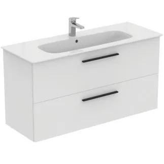 IDEAL STANDARD I.LIFE A - Toaletní stolek 1240x460x645 mm v bílé barvě, 2 zásuvky - SoftClosing, Předmontováno, Dřevo z udržitelných zdrojů #K8748DU - Bílá