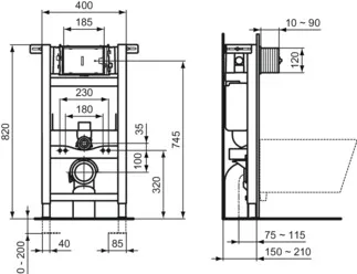 IDEAL STANDARD PROSYS - WC montážní rám 400x210x820 mm v neutrální barvě #R009067 - Neutrální, obrázek 4