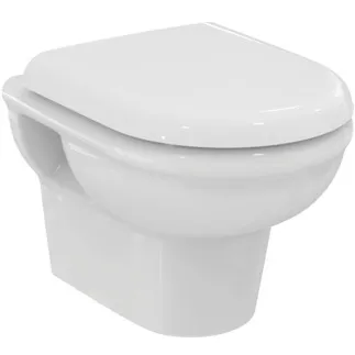 IDEAL STANDARD EXACTO - Závěsný WC balíček 360x485x405 mm v bílé lesklé barvě, plné splachování CL1 3,9 - 6 l/min, horizontální odtok - CL1, CL2, bez okrajů, SoftClosing WC, prostorově úsporné WC #R002601 - Bílá (Alpine)