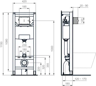 IDEAL STANDARD PROSYS - WC montážní rám 420x180x1150 mm v neutrální barvě #R015467 - Neutrální, obrázek 4