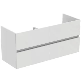 IDEAL STANDARD EUROVIT+ - toaletní stolek 1200x440x550 mm v bílé barvě, 4 zásuvky - bezúchytkový, SoftClosing, předmontovaný, dřevo z udržitelných zdrojů #R0267WG - bílý lak s vysokým leskem