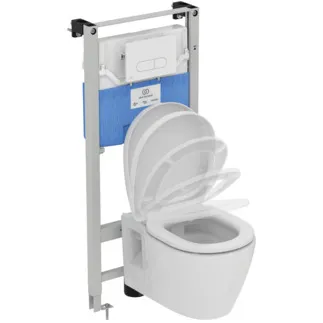 IDEAL STANDARD PROSYS PACKS - Předstěnový instalační balíček, mechanický v bílé lesklé barvě, horizontální odtok - bez okrajů, SoftClosing WC #R039901 - Bílá (Alpine)
