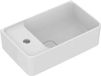 IDEAL STANDARD STRADA II - Umyvadlo s ručním oplachováním 450x270x170 mm v bílé lesklé barvě, 1 otvor pro baterii, s přepadem - Prostorově úsporné umyvadlo #T299501 - Bílá (Alpine)
