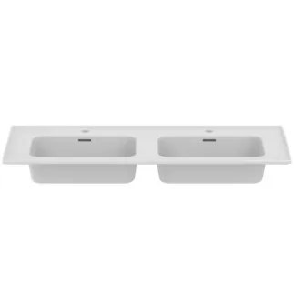 IDEAL STANDARD STRADA II - Dvojité nábytkové umyvadlo 1240x460x180 mm v bílém lesku, 2 otvory pro baterii, s přepadem #T300501 - Bílá (Alpine), obrázek 2