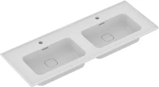 IDEAL STANDARD STRADA II - Dvojité nábytkové umyvadlo 1240x460x180 mm v bílém lesku, 2 otvory pro baterii, s přepadem #T300501 - Bílá (Alpine)