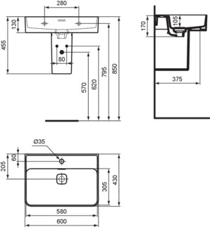 IDEAL STANDARD umyvadlo Strada II 600x430 mm #T300001 - bílá, obrázek 6
