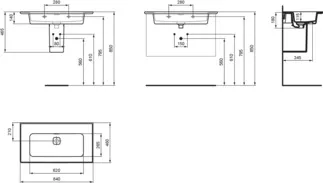 IDEAL STANDARD STRADA II - Nábytkové umyvadlo 840x460x180 mm v bílém lesku, bez otvoru pro baterii, s přepadem #T363401 - Bílá (Alpine), obrázek 6