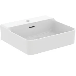 IDEAL STANDARD CONCA - Umyvadlo 500x450x165 mm v bílé hedvábně matné barvě, 1 otvor pro baterii, s přepadem #T3812V1 - Silk white