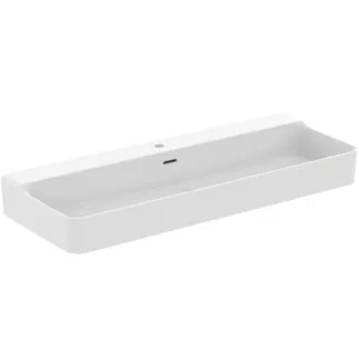 IDEAL STANDARD CONCA - Umyvadlo 1200x450x165 mm v bílé hedvábné matné barvě, 1 otvor pro baterii, s přepadem #T3694V1 - Silk white