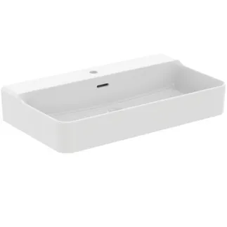 IDEAL STANDARD CONCA - Umyvadlo 800x450x145 mm v bílé hedvábné matné barvě, 1 otvor pro baterii, s přepadem #T3692V1 - Silk white