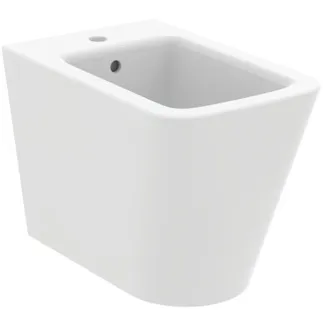 IDEAL STANDARD BLEND CUBE - Podlahový bidet 355x560x400 mm v bílé hedvábně matné barvě, 1 otvor pro baterii, s přepadem #T3689V1 - Silk white