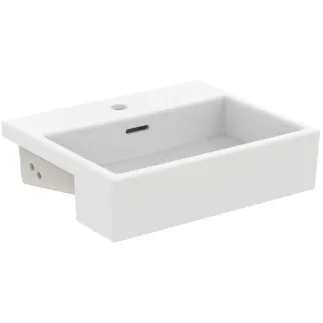 IDEAL STANDARD EXTRA - Polozapuštěné umyvadlo 500x420x145 mm v bílé hedvábně matné barvě, 1 otvor pro baterii, s přepadem #T3735V1 - Silk white