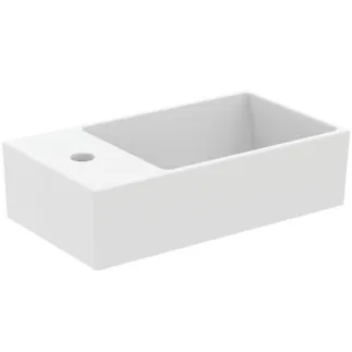 IDEAL STANDARD EXTRA - Umyvadlo s ručním oplachováním 450x250x150 mm v bílé hedvábné matné barvě, 1 otvor pro baterii, s přepadem - Prostorově úsporné umyvadlo #T3920V1 - Silk white