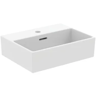 IDEAL STANDARD EXTRA - Umyvadlo s ručním oplachováním 450x350x150 mm v bílé hedvábné matné barvě, 1 otvor pro baterii, s přepadem - Prostorově úsporné umyvadlo #T3732V1 - Silk white