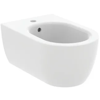 IDEAL STANDARD BLEND CURVE - Nástěnný bidet 355x540x250 mm v bílé hedvábné matné barvě, 1 otvor pro baterii, s přepadem #T3750V1 - Silk white