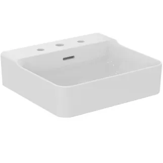 IDEAL STANDARD CONCA - Umyvadlo 500x450x165 mm, bílé lesklé, 3 otvory pro baterii, s přepadem #T378301 - Bílá (Alpine)