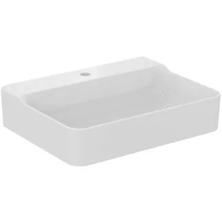 IDEAL STANDARD CONCA - Umyvadlo 600x450x145 mm v bílém lesku, 1 otvor pro baterii, bez přepadu #T379001 - Bílá (Alpine)