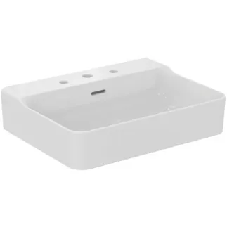 IDEAL STANDARD CONCA - Umyvadlo 600x450x165 mm v bílém lesku, 3 otvory pro baterii, s přepadem #T378801 - Bílá (Alpine)