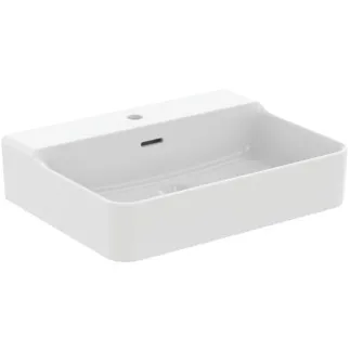 IDEAL STANDARD CONCA - Umyvadlo 600x450x165 mm v bílé hedvábně matné barvě, 1 otvor pro baterii, s přepadem #T3691V1 - Silk white
