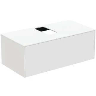 IDEAL STANDARD CONCA - Toaletní stolek 1002x505x370 mm v bílé matné lakované barvě, 1 zásuvka - bez úchytky, plný výsuv, otevírání push-to-open, SoftClosing, předem smontovaný, dřevo z udržitelných zdrojů #T3930Y1 - Bílá matná