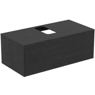 IDEAL STANDARD CONCA - Toaletní stolek 1002x505x370 mm v dubové dýze s fládrováním, 1 zásuvka - bez úchytky, plný výsuv, otevírání push-to-open, SoftClosing, předmontováno, dřevo z udržitelných zdrojů, pravá dřevěná dýha #T3930Y4 - dub fládrovaný