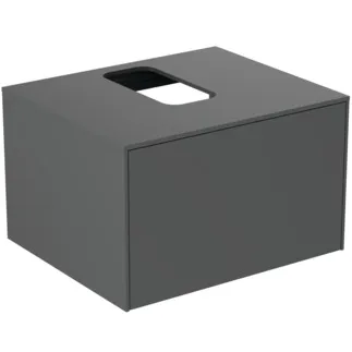 IDEAL STANDARD CONCA - toaletní skříňka 602x505x370 mm, antracitově matný lak, 1 zásuvka - bez úchytky, plný výsuv, otevírání push-to-open, SoftClosing, předem smontovaná, dřevo z udržitelných zdrojů #T3928Y2 - Antracitově matný