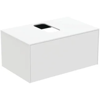 IDEAL STANDARD CONCA - Toaletní stolek 802x505x370 mm v bílém matném laku, 1 zásuvka - bez úchytky, plný výsuv, otevírání push-to-open, SoftClosing, předem smontovaný, dřevo z udržitelných zdrojů #T3929Y1 - Bílý matný