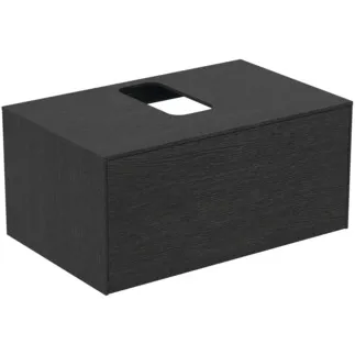 IDEAL STANDARD CONCA - Toaletní stolek 802x505x370 mm, dubová dýha s fládrováním, 1 zásuvka - bez úchytky, plný výsuv, otevírání push-to-open, SoftClosing, předem smontovaný, dřevo z udržitelných zdrojů, pravá dřevěná dýha #T3929Y4 - dub s fládrováním