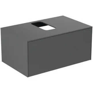 IDEAL STANDARD CONCA - toaletní stolek 802x505x370 mm, antracitově matný lak, 1 zásuvka - bez úchytky, plný výsuv, otevírání push-to-open, SoftClosing, předmontovaný, dřevo z udržitelných zdrojů #T3929Y2 - Antracitově matný