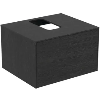 IDEAL STANDARD CONCA - Toaletní stolek 602x505x370 mm, dubová dýha, 1 zásuvka - bez úchytky, plný výsuv, otevírání push-to-open, SoftClosing, předem smontovaný, dřevo z udržitelných zdrojů, pravá dřevěná dýha #T3928Y4 - dub fládrovaný