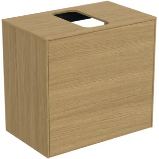 IDEAL STANDARD CONCA - Toaletní stolek 602x373x550 mm ve světlé dubové dýze, 2 zásuvky - Bez úchytek, Plně výsuvný pojezd, Push-to-open, SoftClosing, Úspora místa, Předmontováno, Dřevo z udržitelných zdrojů, Pravá dřevěná dýha #T3934Y6 - světlý dub