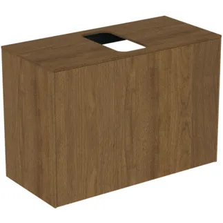 IDEAL STANDARD CONCA - toaletní skříňka 802x373x550 mm v dekoru tmavý ořech, 2 zásuvky - bez úchytky, plný výsuv, otevírání push-to-open, SoftClosing, předmontováno, dřevo z udržitelných zdrojů, dýha z pravého dřeva #T3935Y5 - tmavý ořech