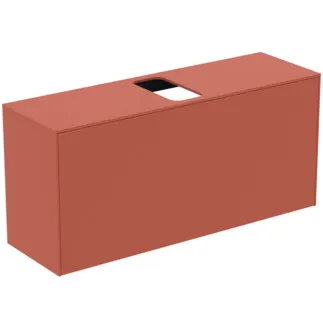 IDEAL STANDARD CONCA - Toaletní stolek 1202x373x550 mm v matném laku Sunset, 2 zásuvky - bez úchytky, plný výsuv, otevírání push-to-open, SoftClosing, předmontované, dřevo z udržitelných zdrojů #T3937Y3 - Sunset matt