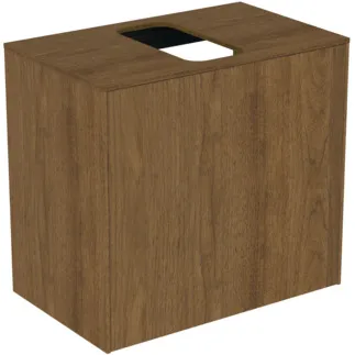 IDEAL STANDARD CONCA - toaletní stolek 602x373x550 mm v dekoru tmavý ořech, 2 zásuvky - bez úchytky, plný výsuv, otevírání push-to-open, SoftClosing, prostorově úsporný, předem smontovaný, dřevo z udržitelných zdrojů, dýha z pravého dřeva #T3934Y5 - tmavý ořech