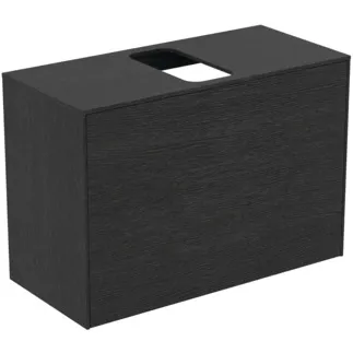 IDEAL STANDARD CONCA - Toaletní stolek 802x373x550 mm, dubová dýha s fládrováním, 2 zásuvky - bez úchytky, plný výsuv, otevírání push-to-open, SoftClosing, předmontováno, dřevo z udržitelných zdrojů, pravá dřevěná dýha #T3935Y4 - dub s fládrováním